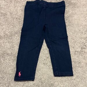 Ralph Lauren Kids Dark Blue Leggings with Pink Logo